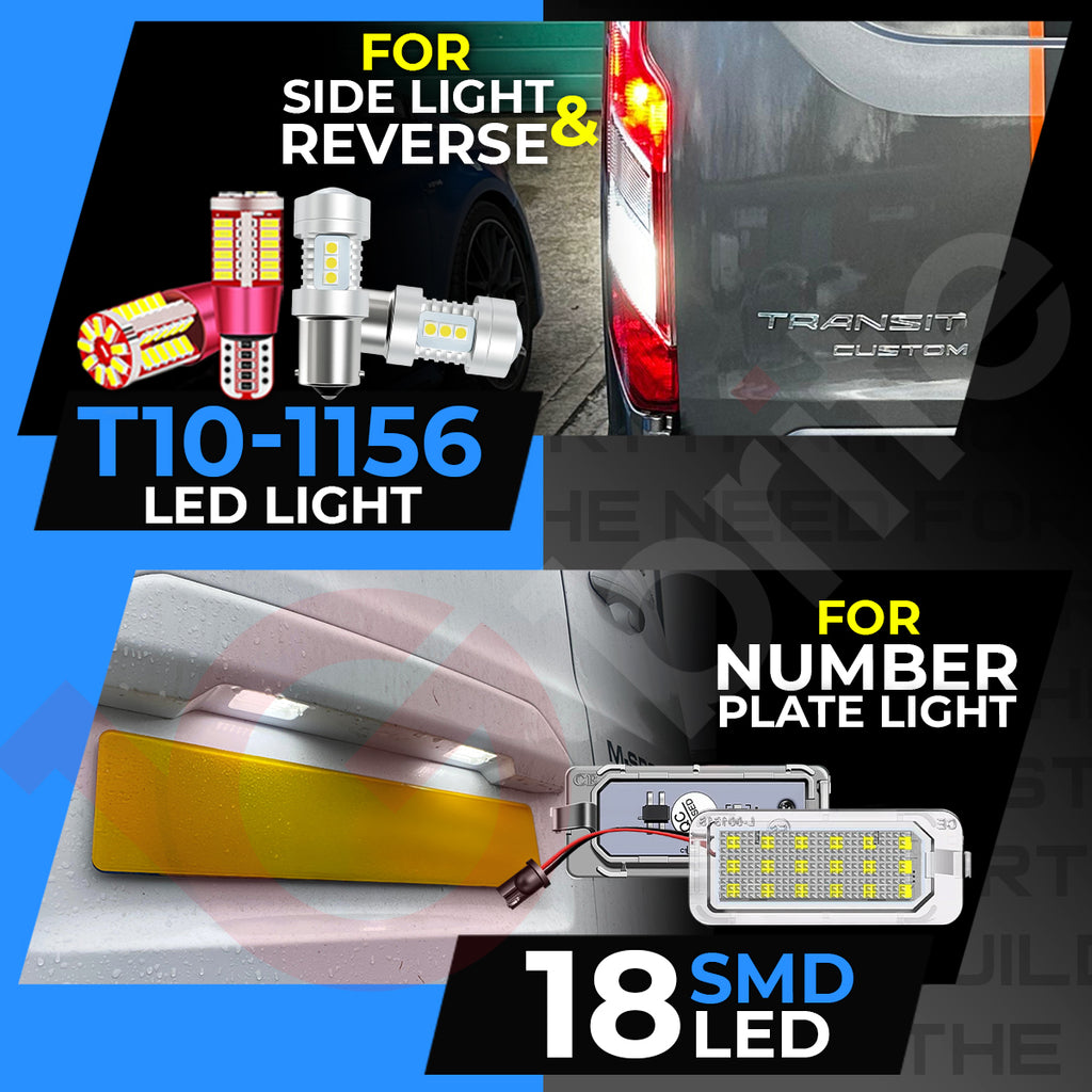 FORD TRANSIT CUSTOM 2012-2018 UPGRADE PACKAGE H7 H15 T10 CANBUS LED HEADLIGHT DRL REVERSE BULBS