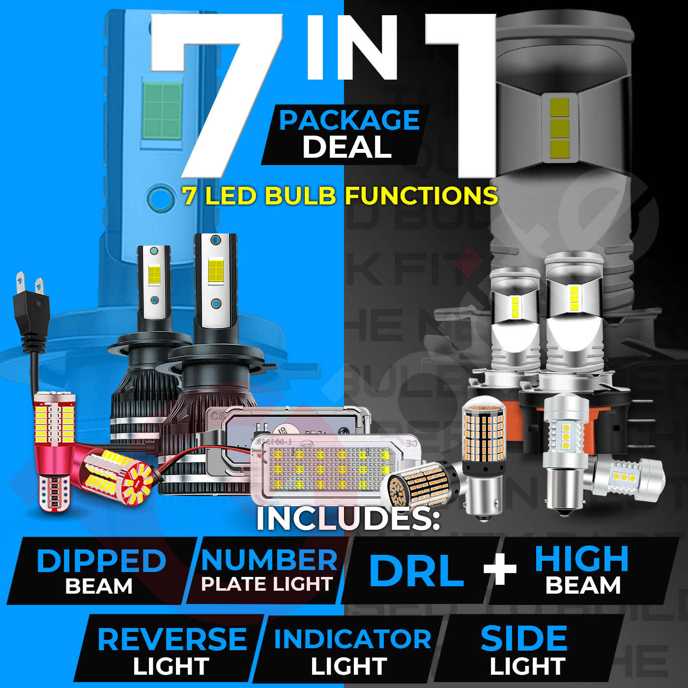 FORD TRANSIT CUSTOM 2012-2018 UPGRADE PACKAGE H7 H15 T10 CANBUS LED HEADLIGHT DRL REVERSE BULBS