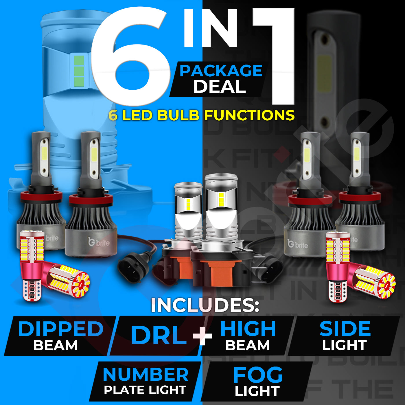 RANGER 2016-18 UPGRADE PACKAGE H15 H11 T10 CANBUS LED HEADLIGHT DRL FOG BULBS