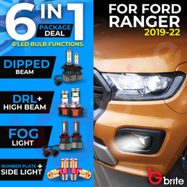 Gbrite Ford Ranger T8 LED Headlight & Fog Light Bulb Kit 2019–2022