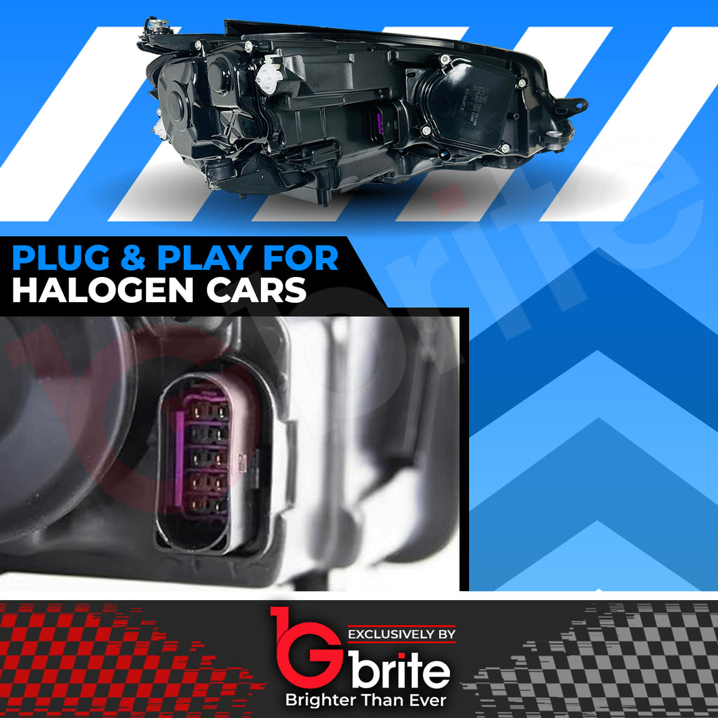 VW GOLF MK7.5 HEADLAMPS LED DRL BI LED GTD STYLE SWIPE SEQUENTIAL INDICATORS