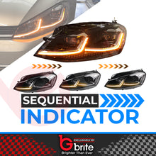 Load image into Gallery viewer, VW GOLF MK7.5 HEADLAMPS LED DRL BI LED GTD STYLE SWIPE SEQUENTIAL INDICATORS