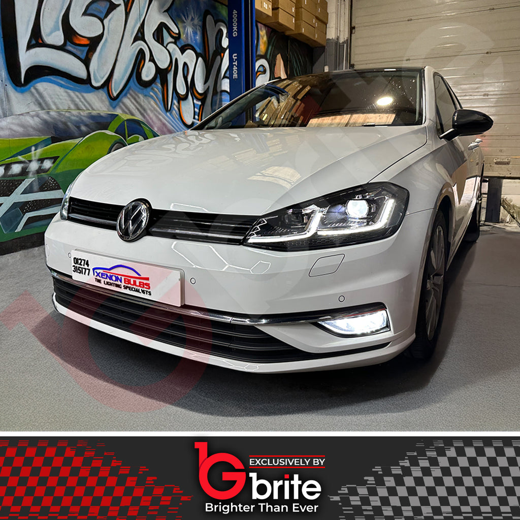 VW GOLF MK7.5 HEADLAMPS LED DRL BI LED GTD STYLE SWIPE SEQUENTIAL INDICATORS
