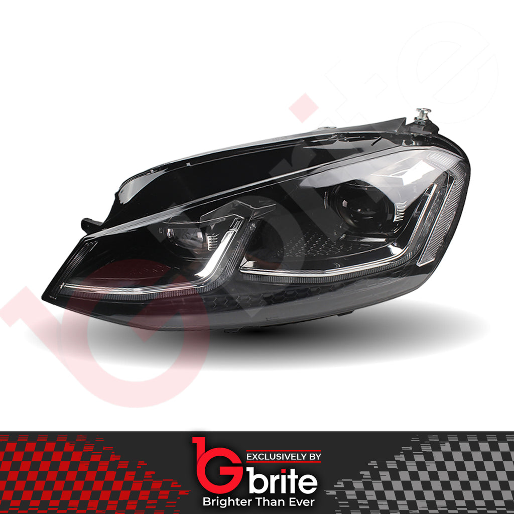 VW GOLF MK7.5 HEADLAMPS LED DRL BI LED GTD STYLE SWIPE SEQUENTIAL INDICATORS