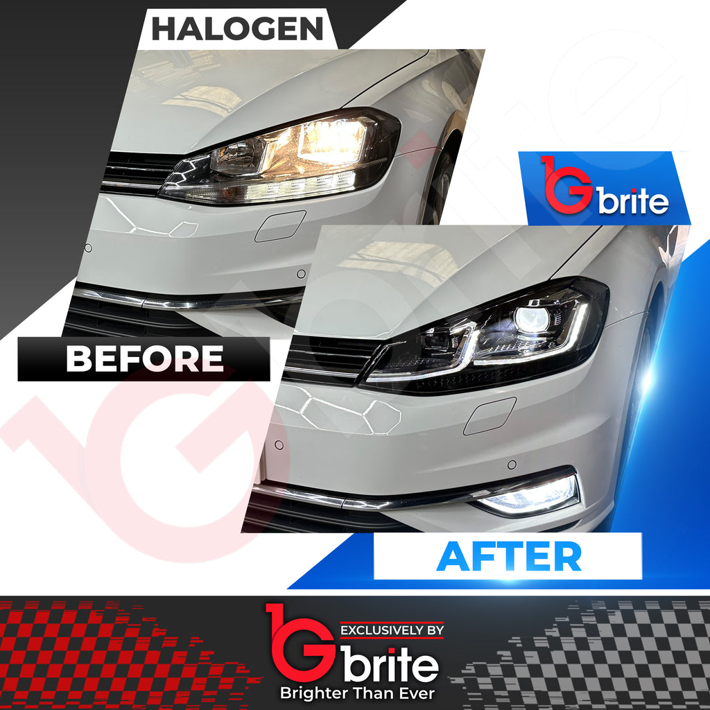 VW GOLF MK7.5 HEADLAMPS LED DRL BI LED GTD STYLE SWIPE SEQUENTIAL INDICATORS