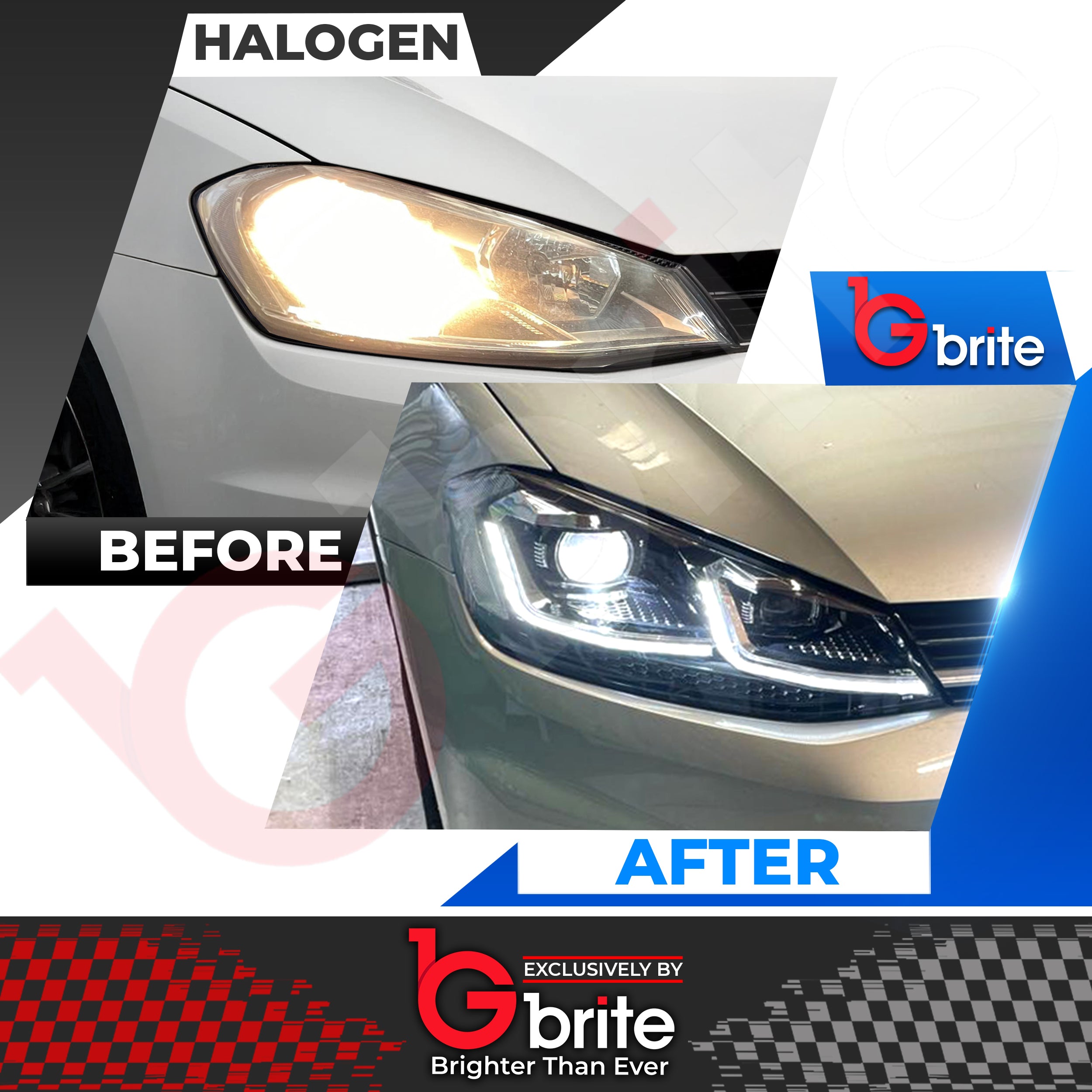 VW GOLF MK7 MK7.5 HEADLAMPS LED DRL BI LED GTD STYLE SWIPE SEQUENTIAL INDICATORS