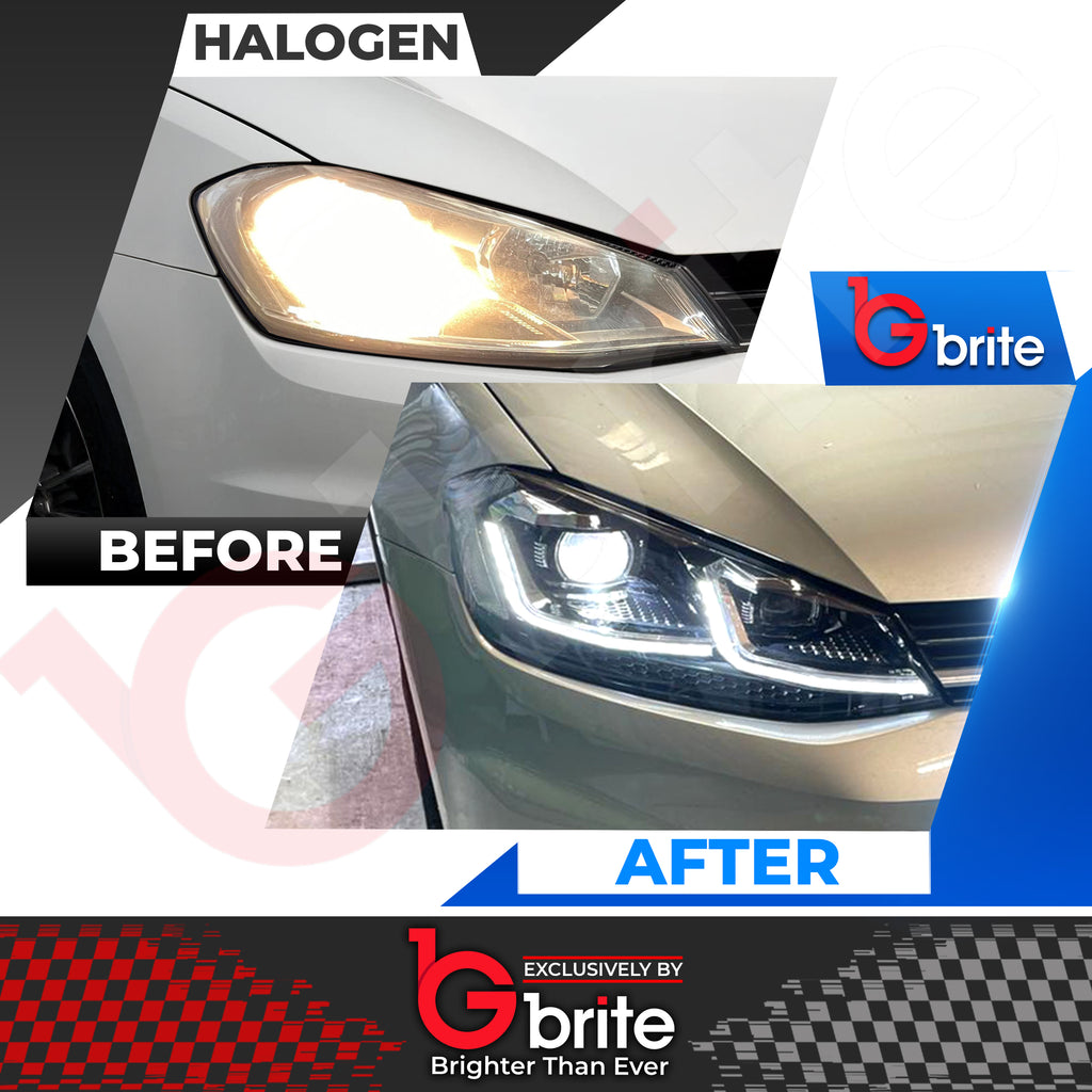 VW GOLF MK7 MK7.5 HEADLAMPS LED DRL BI LED GTD STYLE SWIPE SEQUENTIAL INDICATORS