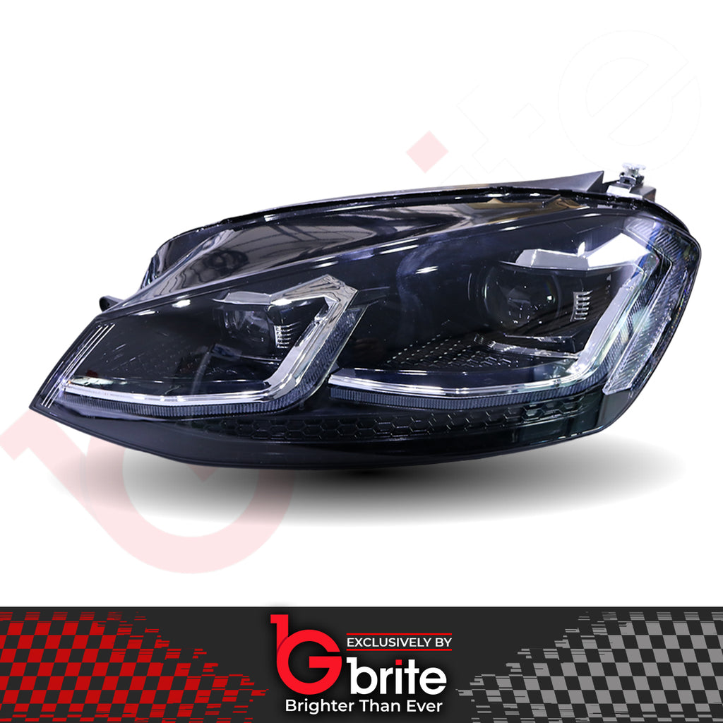 VW GOLF MK7 MK7.5 HEADLAMPS LED DRL BI LED GTD STYLE SWIPE SEQUENTIAL INDICATORS