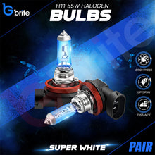 Load image into Gallery viewer, 2x H11 55W SUPER XENON WHITE HEADLIGHT &amp; FOGLIGHT BULBS 6000K