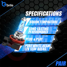 Load image into Gallery viewer, 2x H11 55W SUPER XENON WHITE HEADLIGHT &amp; FOGLIGHT BULBS 6000K