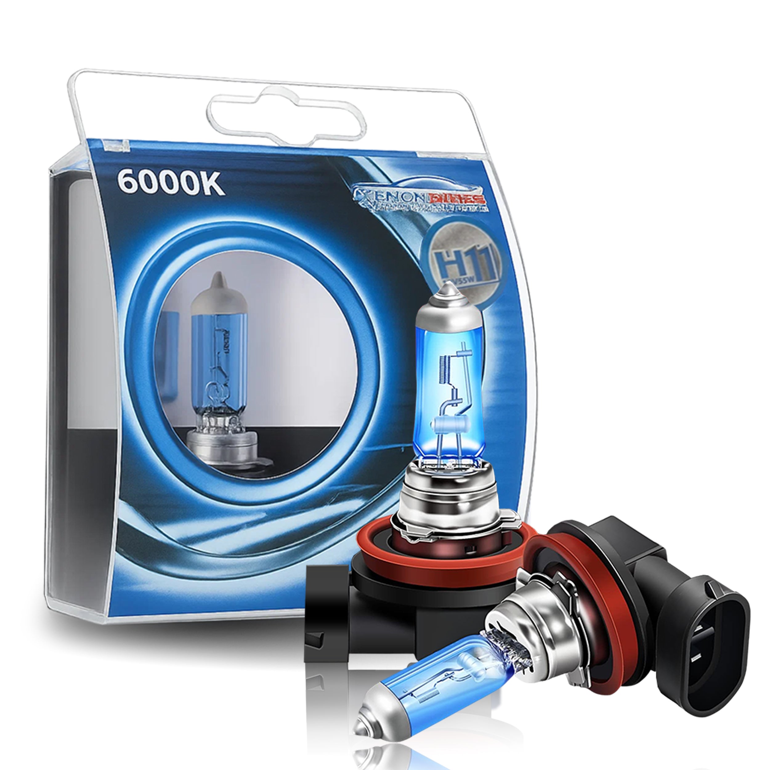2x H11 55W SUPER XENON WHITE HEADLIGHT & FOGLIGHT BULBS 6000K