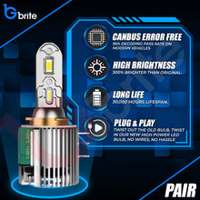 Load image into Gallery viewer, 2x H15 V9 LED DRL DAYTIME RUNNING LGIHT &amp; HIGH BEAM UPGRADE BULBS 6500K CANBUS ERROR FREE