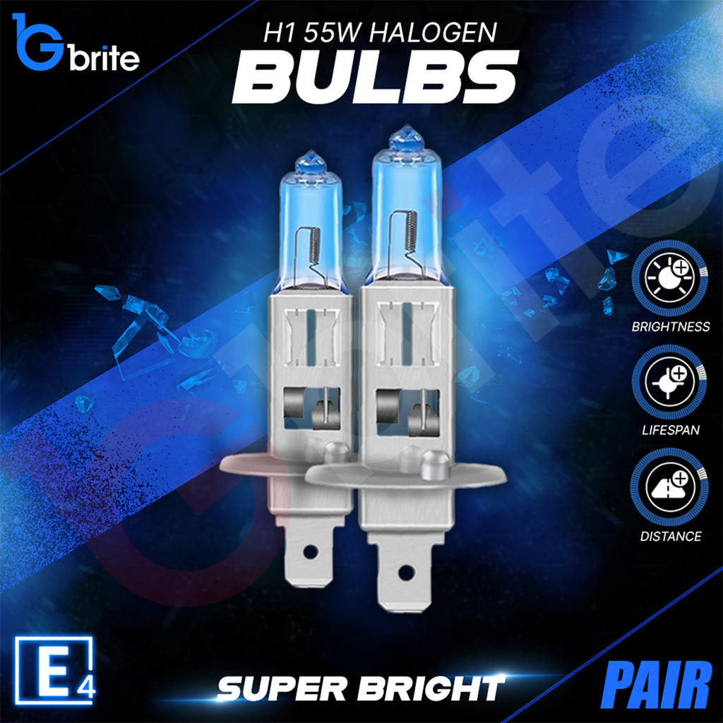 2x H1 55W SUPER XENON WHITE HEADLIGHT & FOGLIGHT BULBS 6000K