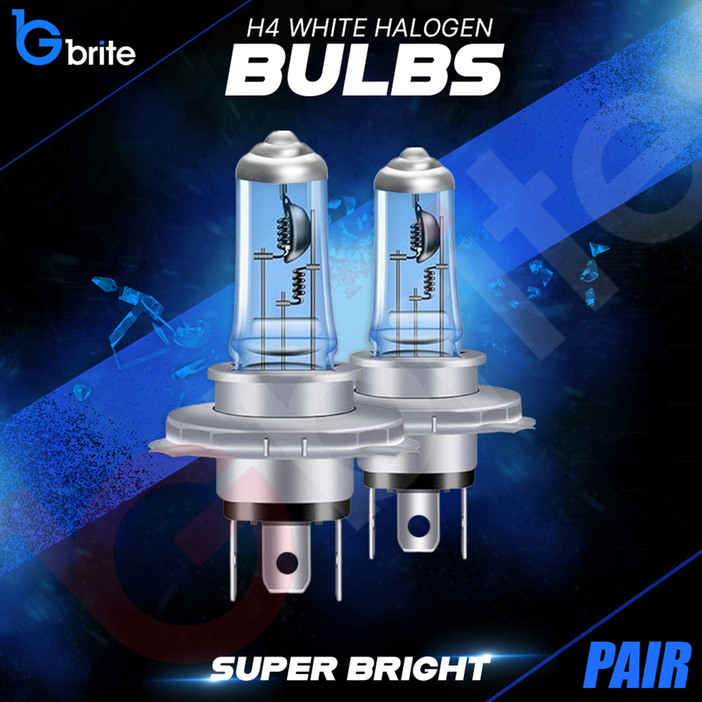 2x H4 55W SUPER XENON WHITE HEADLIGHT DIPPED BEAM & HIGH BEAM BULBS 6000K