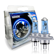 Load image into Gallery viewer, 2x H4 55W SUPER XENON WHITE HEADLIGHT DIPPED BEAM &amp; HIGH BEAM BULBS 6000K