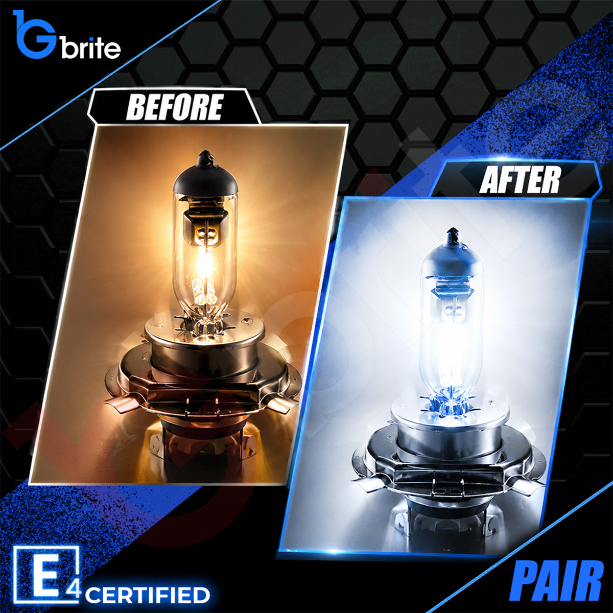 2x H4 55W SUPER XENON WHITE HEADLIGHT DIPPED BEAM & HIGH BEAM BULBS 6000K