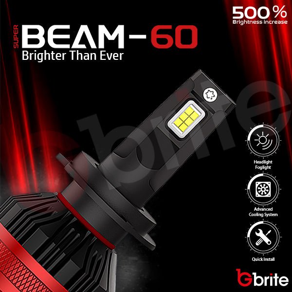 2x GBrite Super Beam 60 CANBUS ERROR FREE LED HEADLIGHT FOGLIGHT BULBS 120W 6000K XENON WHITE