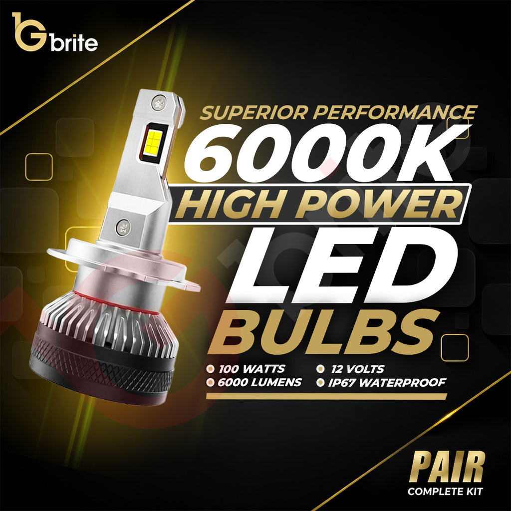 2x GBrite Easy Beam H7 LED Bulbs Upgrade + Holders Conversion Kit 6000K