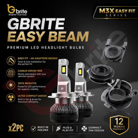 2x GBrite Easy Beam H7 LED Bulbs Upgrade + Holders Conversion Kit 6000K