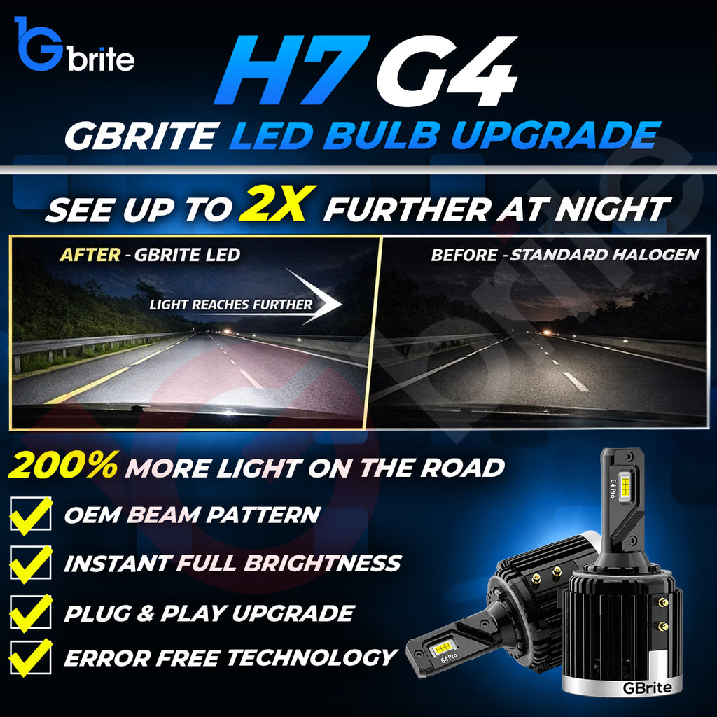 2x G4 H7 CSP LED HEADLIGHT DIPPED BEAM UPGRADE 50W BULBS 5500K WHITE