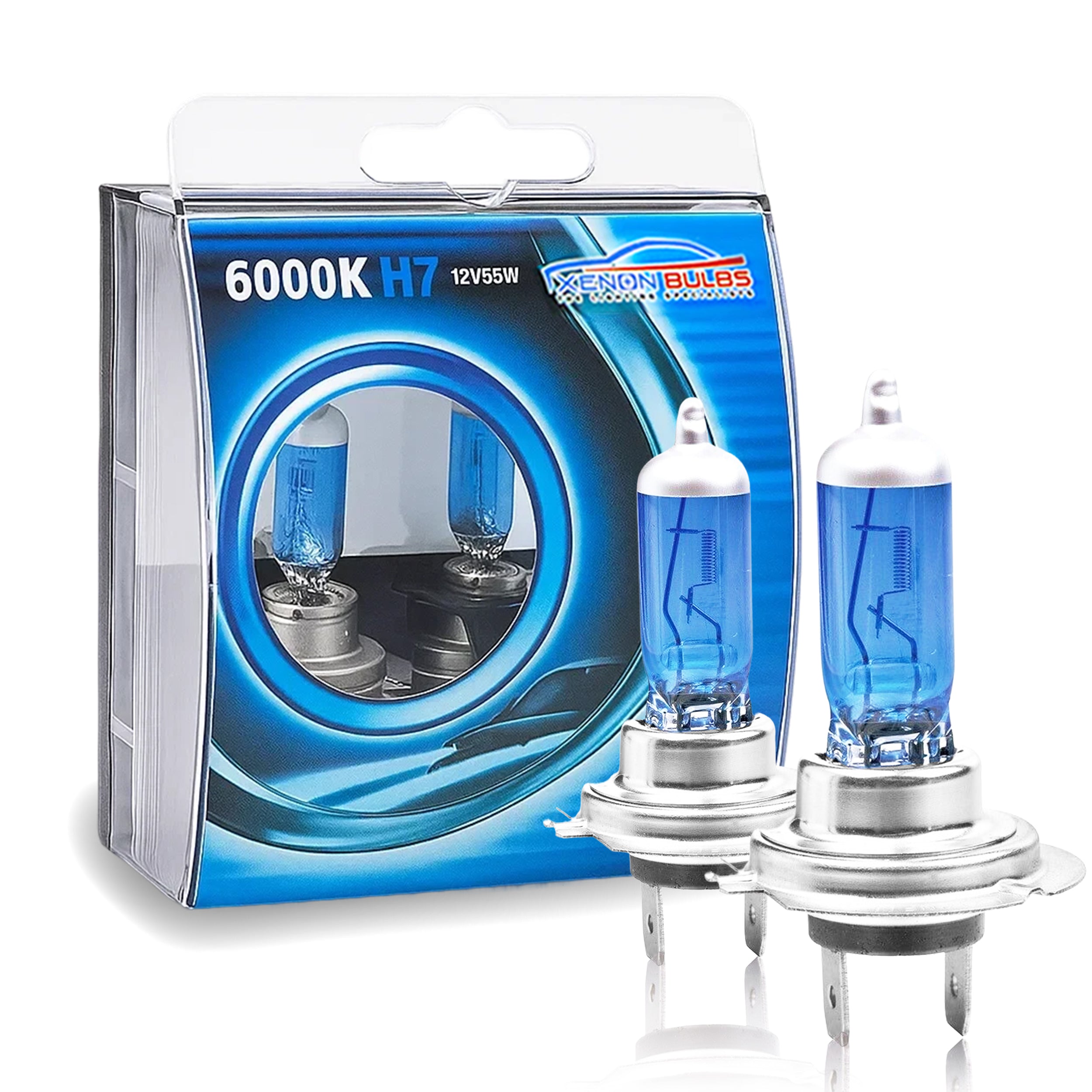 2x H7 55W SUPER XENON WHITE HEADLIGHT & FOGLIGHT BULBS 6000K