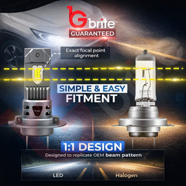 2x GBrite H7 J9 Mini LED Headlight Bulbs 80W 8000K Canbus Plug & Play Xenon White Upgrade