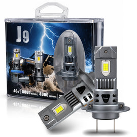 2x GBrite H7 J9 Mini LED Headlight Bulbs 80W 8000K Canbus Plug & Play Xenon White Upgrade