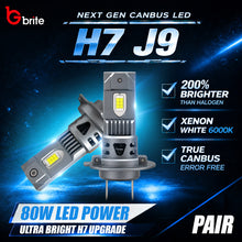 Load image into Gallery viewer, 2x GBrite H7 J9 Mini LED Headlight Bulbs 80W 8000K Canbus Plug &amp; Play Xenon White Upgrade