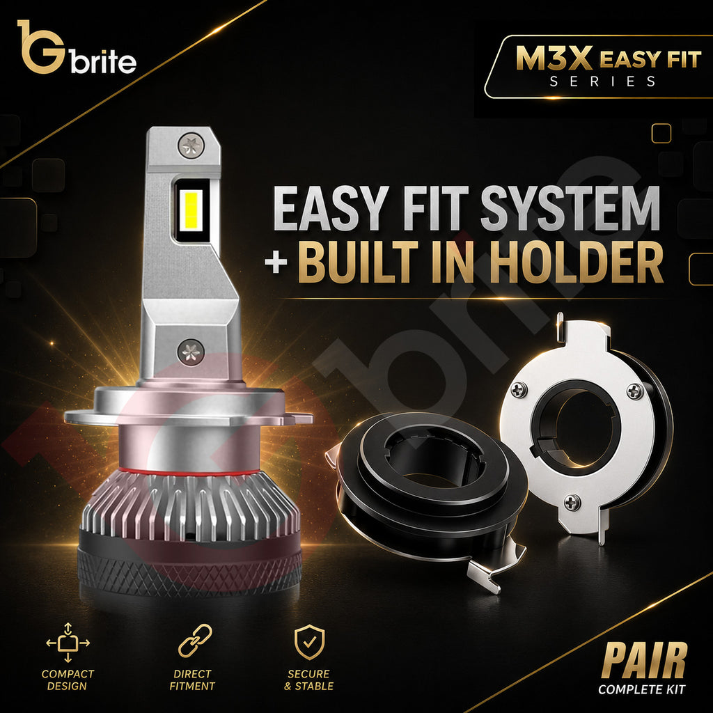 2x GBrite Easy Beam H7 LED Bulbs Upgrade + Holders Conversion Kit 6000K