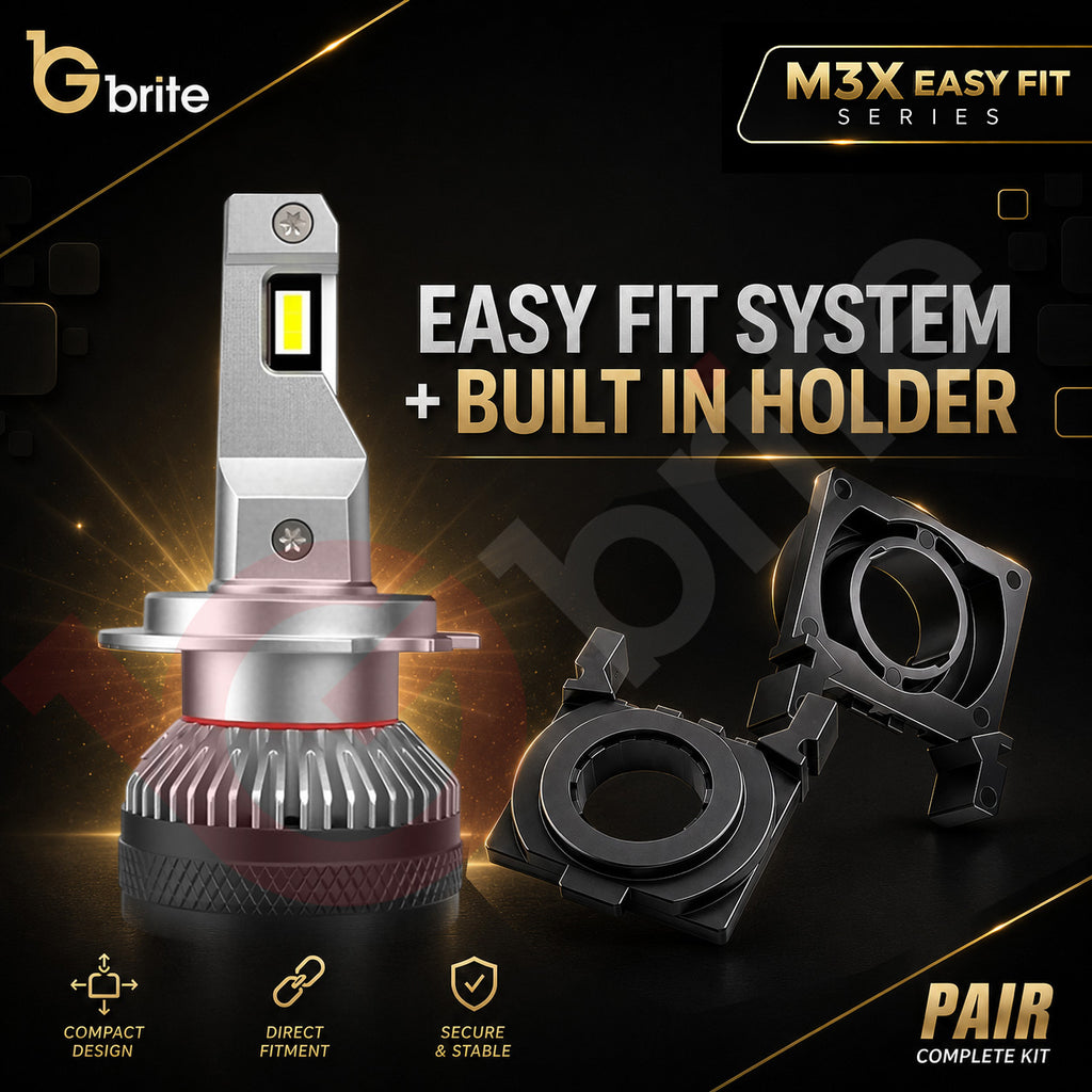 2x GBrite Easy Beam H7 LED Bulbs Upgrade + Holders Conversion Kit 6000K