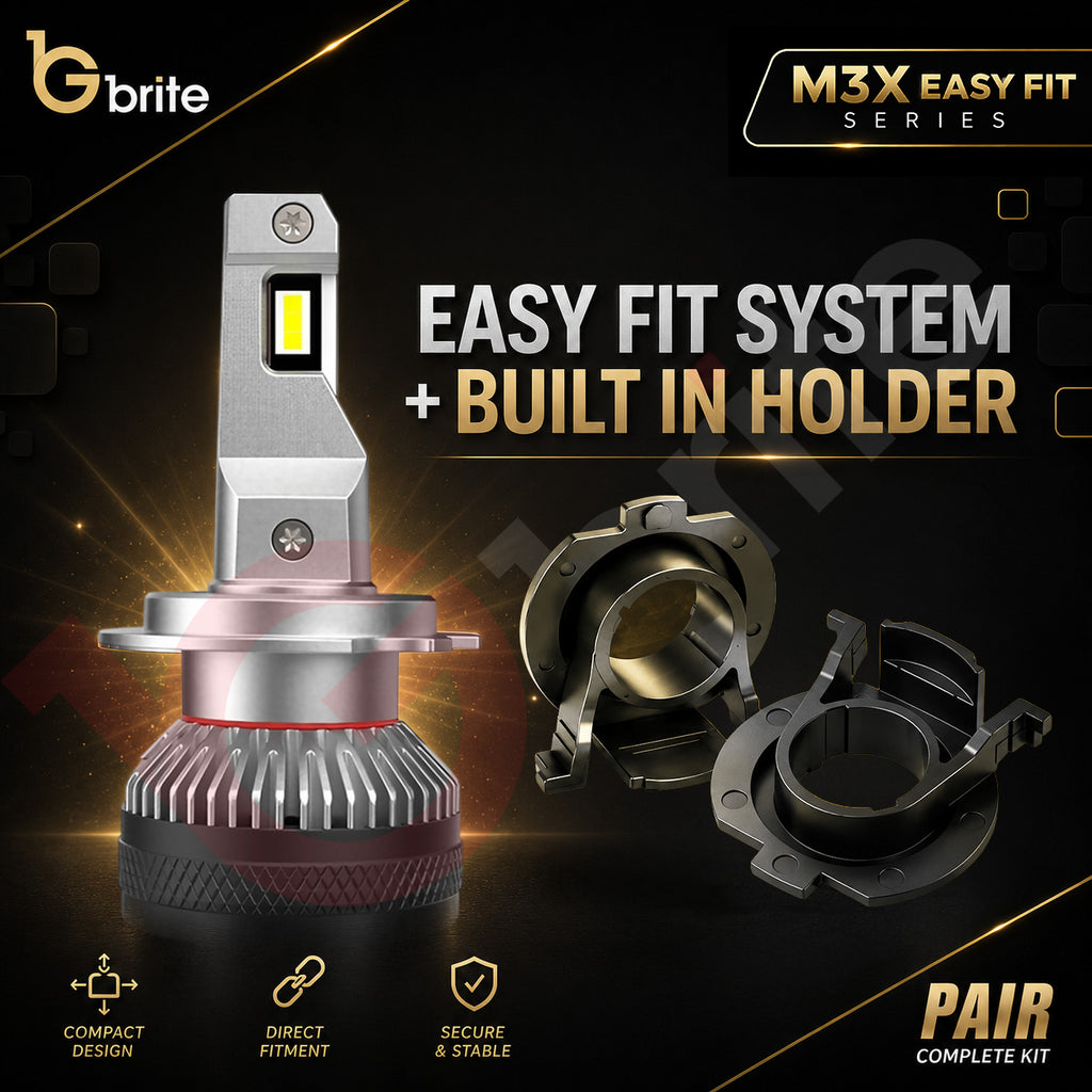 2x GBrite Easy Beam H7 LED Bulbs Upgrade + Holders Conversion Kit 6000K