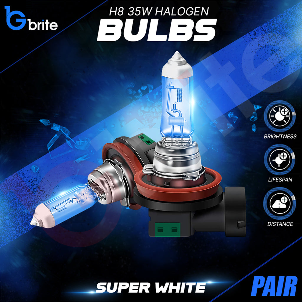 2x H8 35W SUPER XENON WHITE HEADLIGHT & FOGLIGHT BULBS 6000K