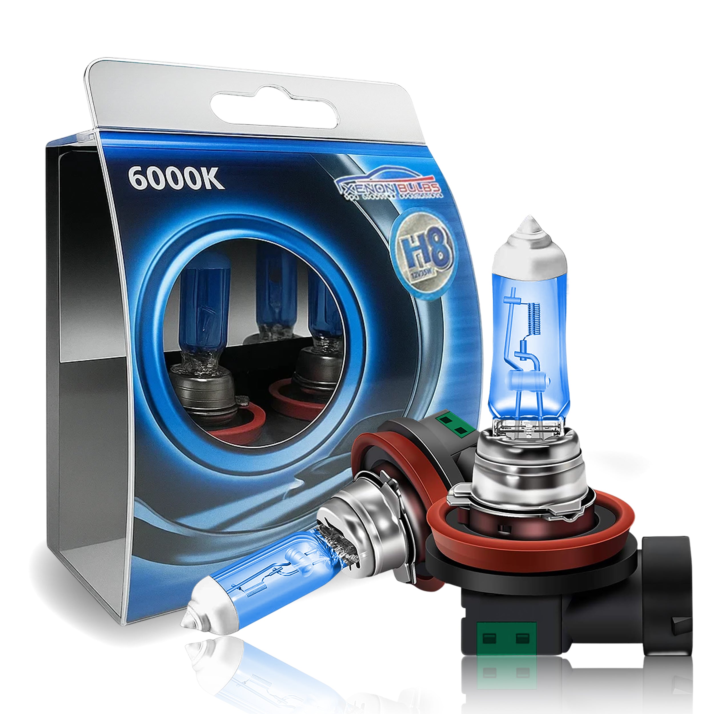 2x H8 35W SUPER XENON WHITE HEADLIGHT & FOGLIGHT BULBS 6000K
