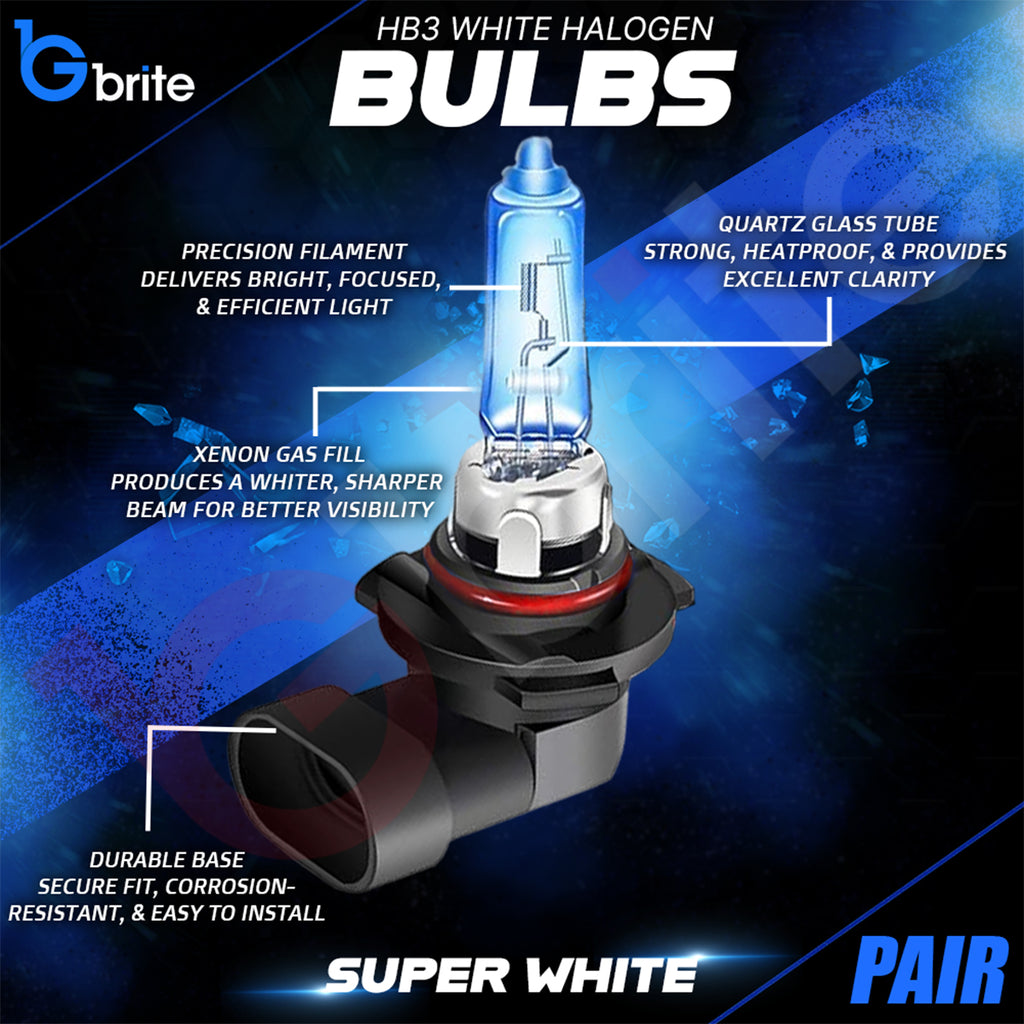 2x HB3 9005 60W SUPER XENON WHITE HEADLIGHT & FOGLIGHT BULBS 6000K