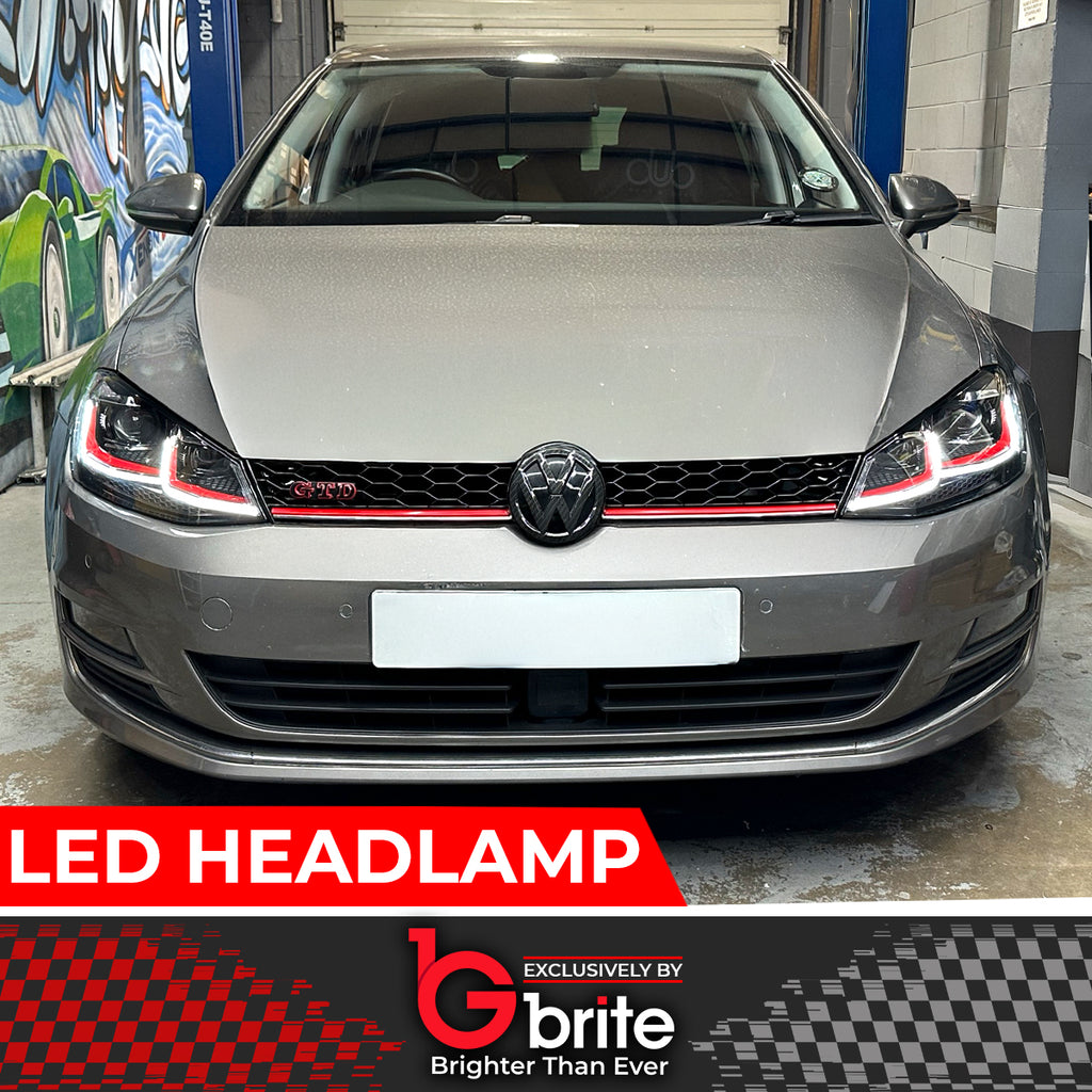 VW GOLF MK7 MK7.5 DRL BI XENON RED GTi DAYTIME RUNNING LIGHT SEQUENTIAL HEADLMAPS