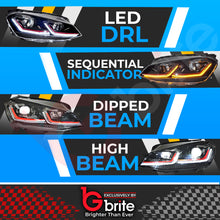 Load image into Gallery viewer, VW GOLF MK7.5 HEADLAMPS LED DRL BI LED RED STYLE SWIPE SEQUENTIAL INDICATORS