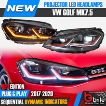 Load image into Gallery viewer, VW GOLF MK7.5 HEADLAMPS LED DRL BI LED RED STYLE SWIPE SEQUENTIAL INDICATORS