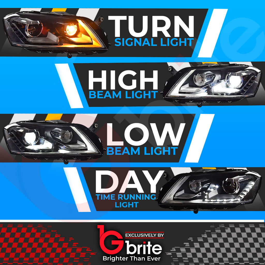 VW PASSAT 3C B7 BI LED DRL HEADLAMPS DAYTIME RUNNING LIGHT 2010 - 2014