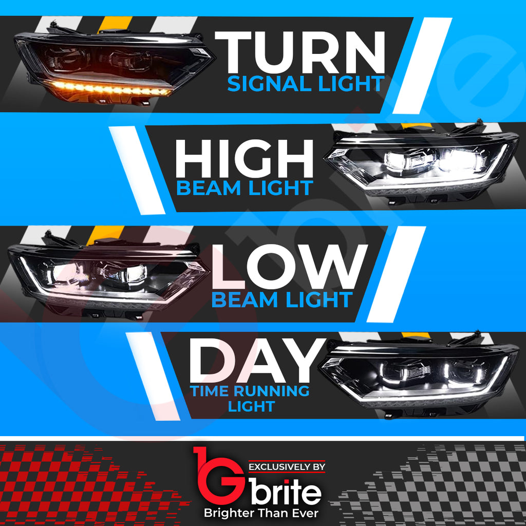 VW Passat B8 3G 15+ LED Bi-Xenon Matrix Sequential Indicator Headlamps