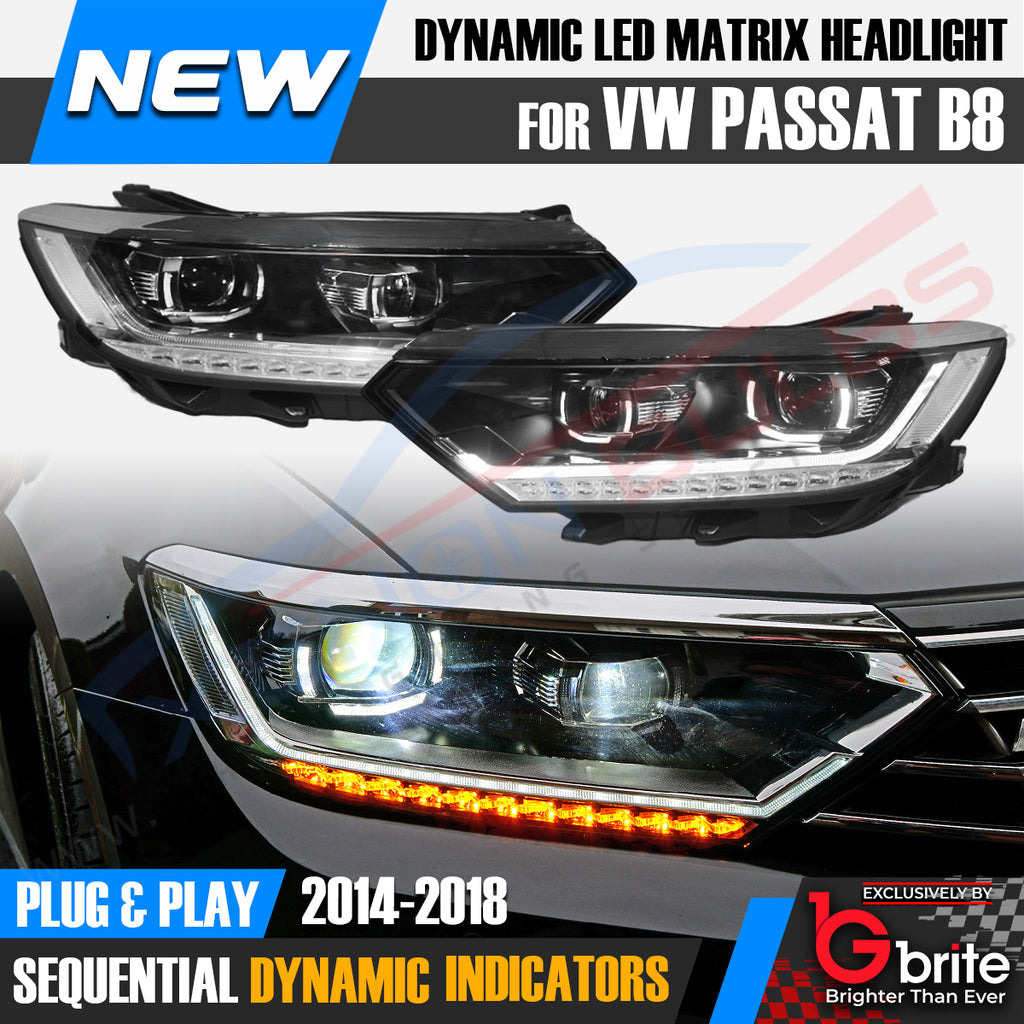 VW Passat B8 3G 15+ LED Bi-Xenon Matrix Sequential Indicator Headlamps