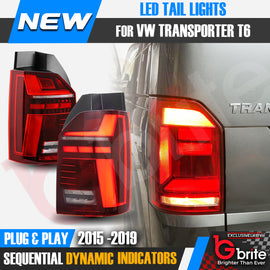 VW Transporter T6 LED Rear Tail Lights Sequential RED T6.1 STYLE 2015-2019