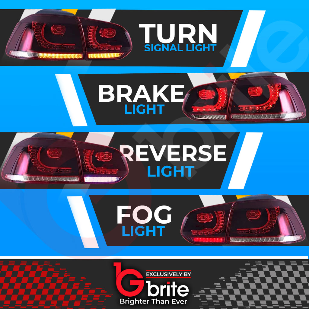 VW GOLF MK6 LED R-DESIGN SEQUENTAIL SWIPE TAIL LAMPS RHD LIGHTS PLUG & PLAY