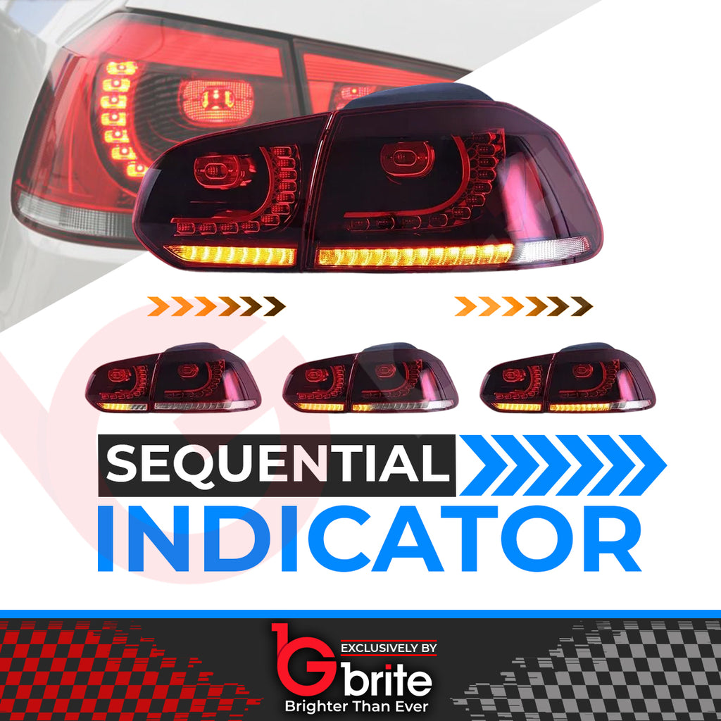 VW GOLF MK6 LED R-DESIGN SEQUENTAIL SWIPE TAIL LAMPS RHD LIGHTS PLUG & PLAY