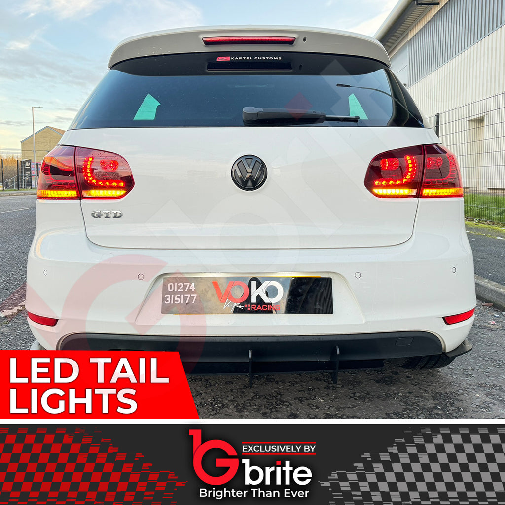 VW GOLF MK6 LED R-DESIGN SEQUENTAIL SWIPE TAIL LAMPS RHD LIGHTS PLUG & PLAY