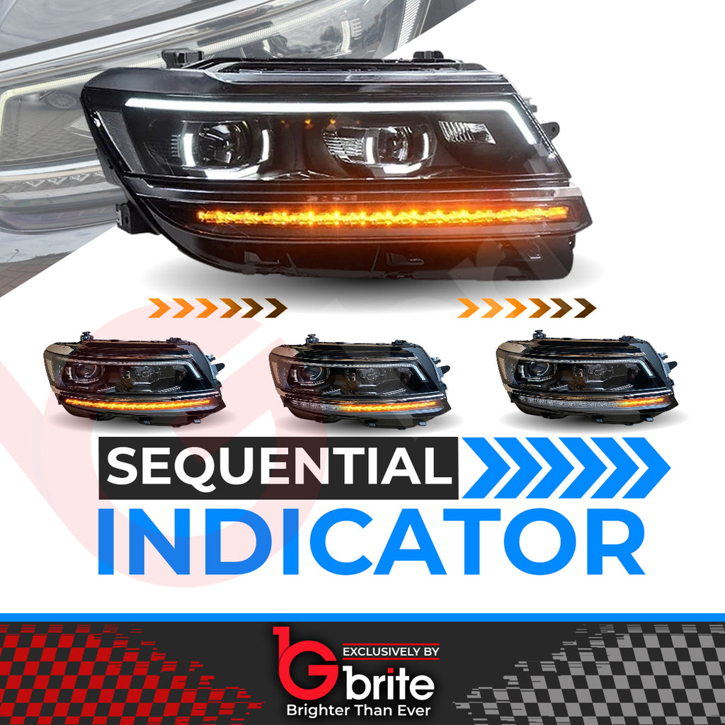 VW Tiguan MK2 FACELIFT 2015-20 LED Headlights R-Line Matrix Design DRL Sequential lamps