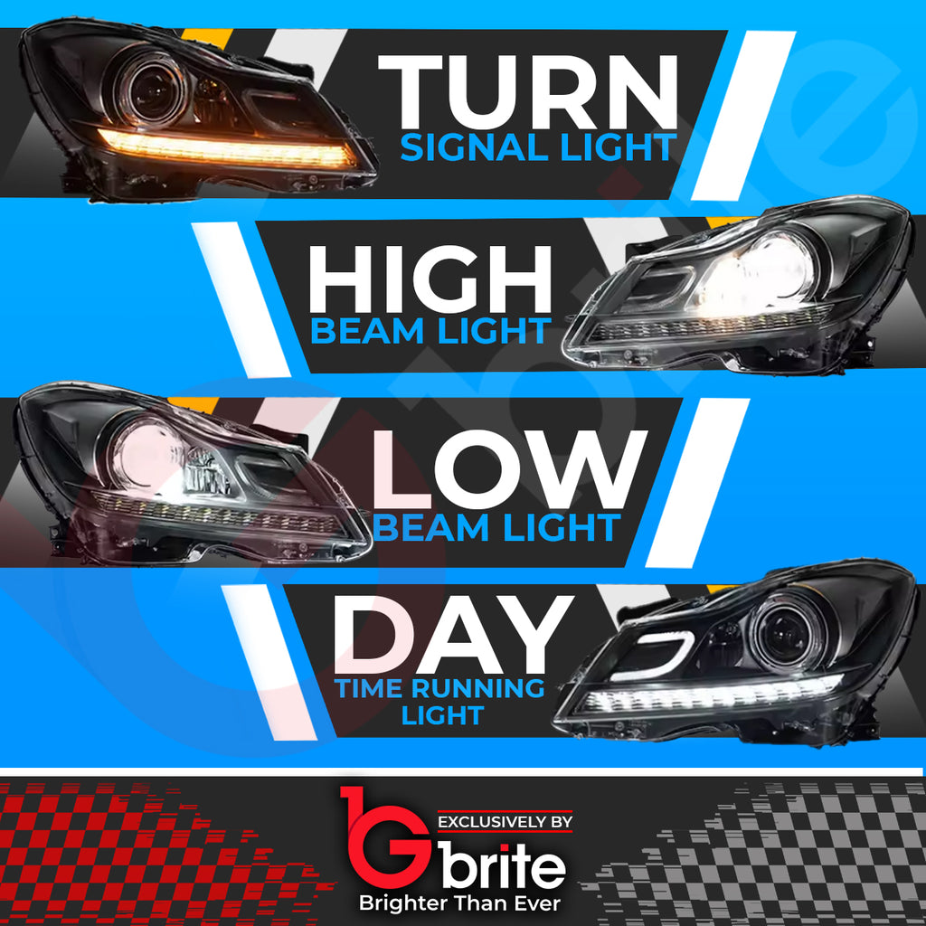 Mercedes C-Class W204 C63 AMG Style Bi-LED Facelift Headlights with DRL Projector