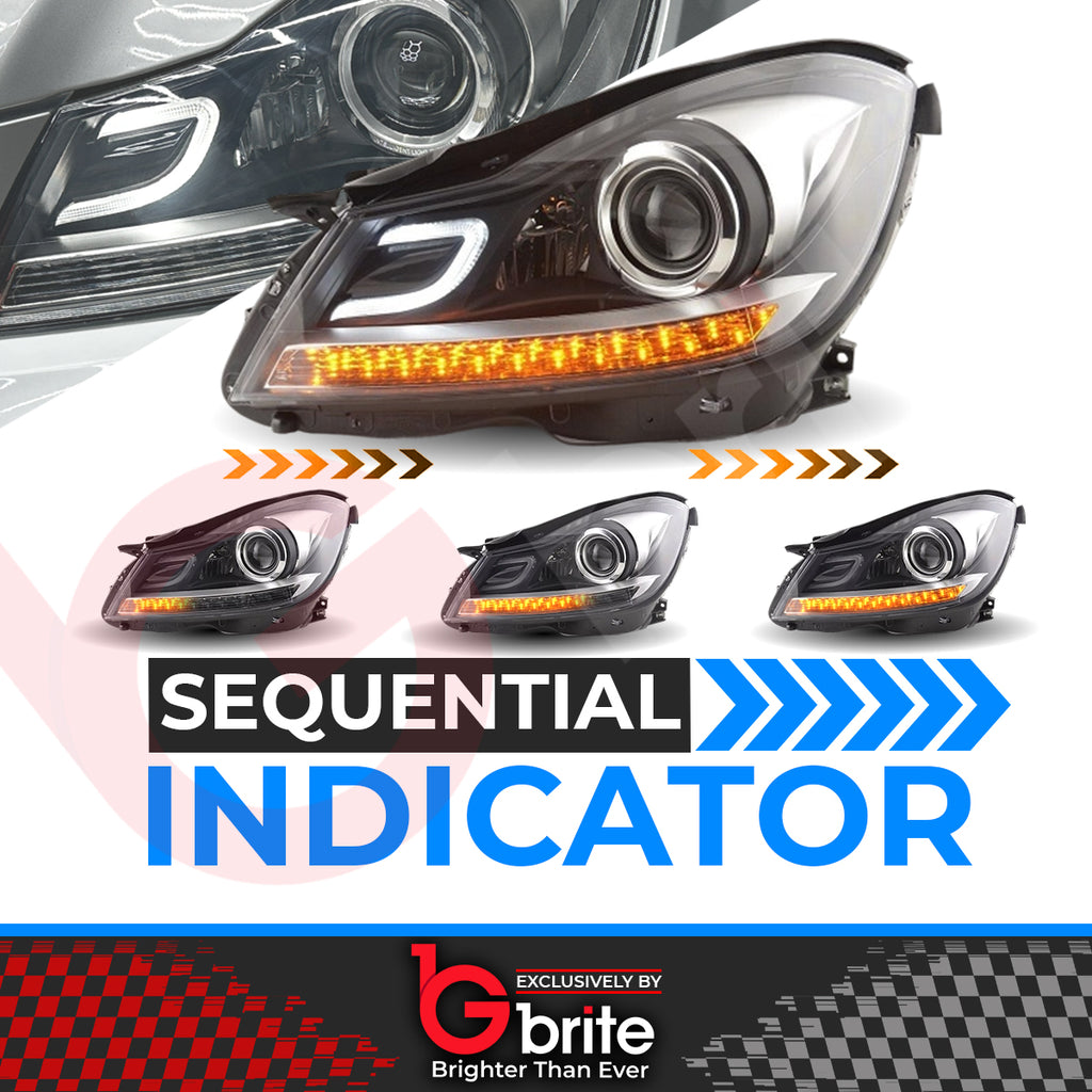 Mercedes C-Class W204 C63 AMG Style Bi-LED Facelift Headlights with DRL Projector