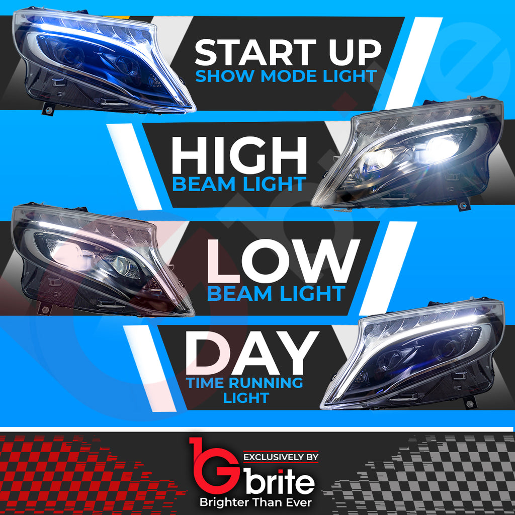 Mercedes Vito V-Class W447  Bi-LED Headlights Upgrade DRL Facelift Headlamps 2014–2020