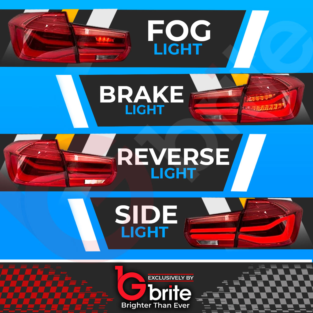 BMW 3 Series F30 F80 M3 12-19 LED LCI Dynamic Turn Signal Rear Tail Lights Lamps Red