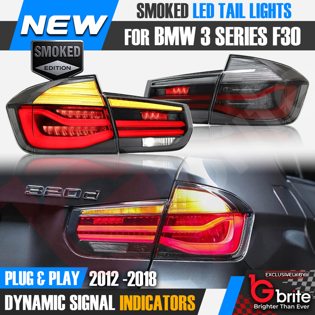 BMW 3 Series F30 F80 M3 12-19 LED LCI Dynamic Turn Signal Rear Tail Lights Lamps Smoked